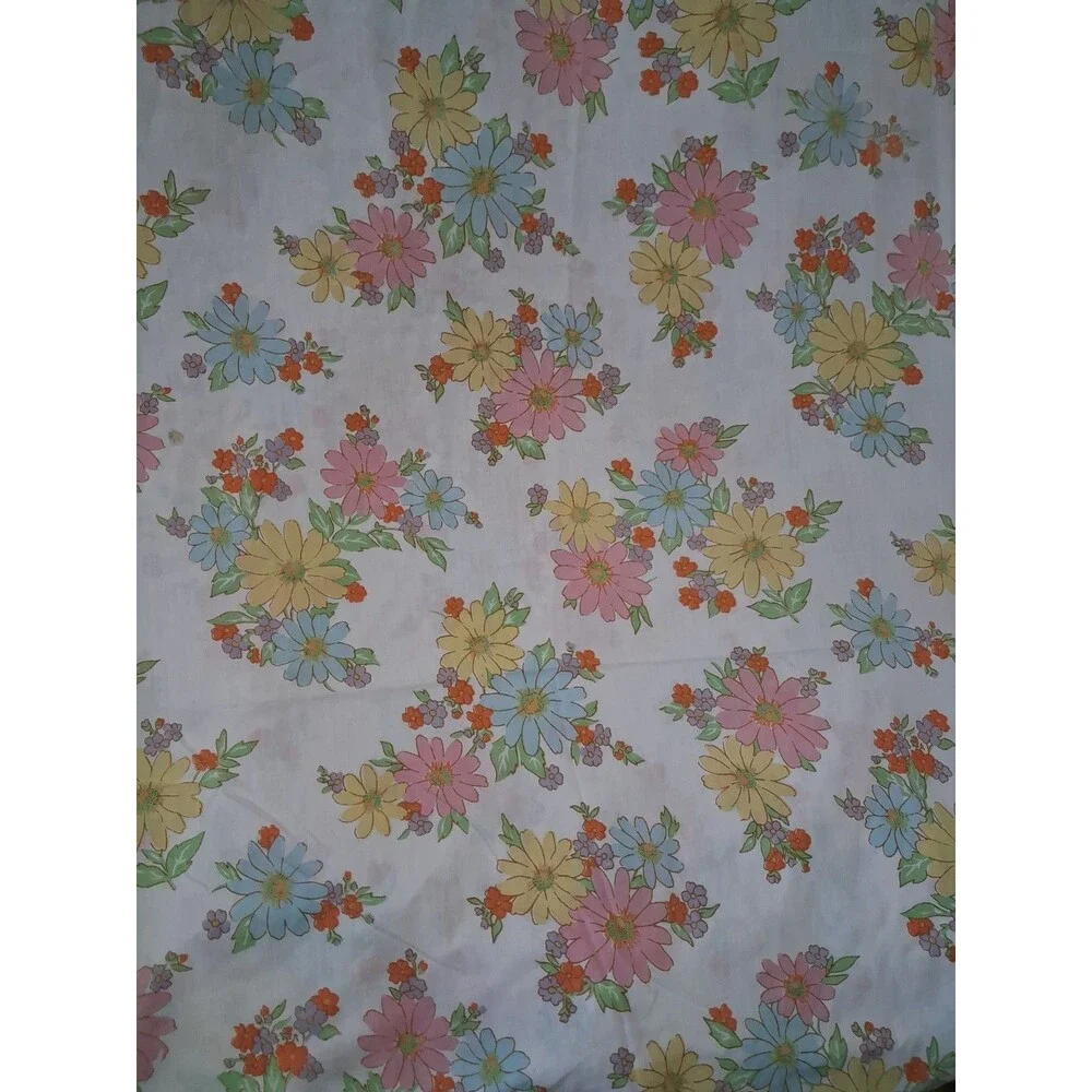 Vintage Sheet Floral Cannon Monticello Flat 1960s, As Is